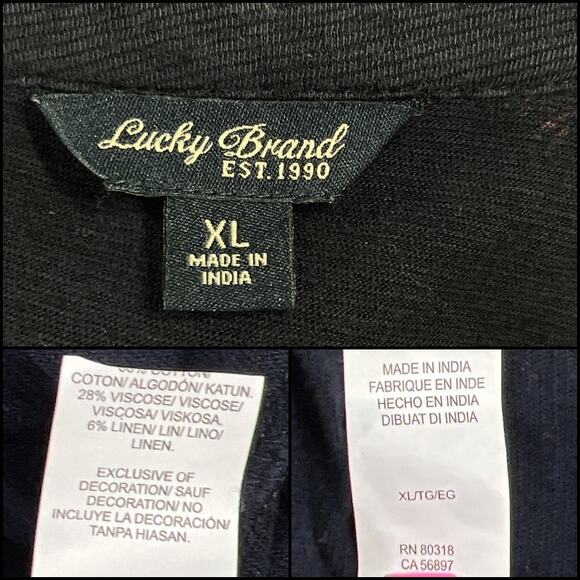 Lucky Brand Floral Sweater Top Size XL Black Algodon Viscose Linen Size XL - Picture 7 of 12